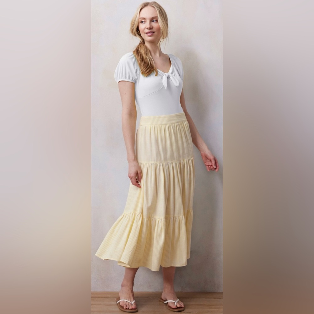 Lauren Conrad XXL Yellow Striped Tiered Skirt